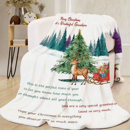 Christmas Gift For Your Grandson Blanket - From Grandma& Grandpa