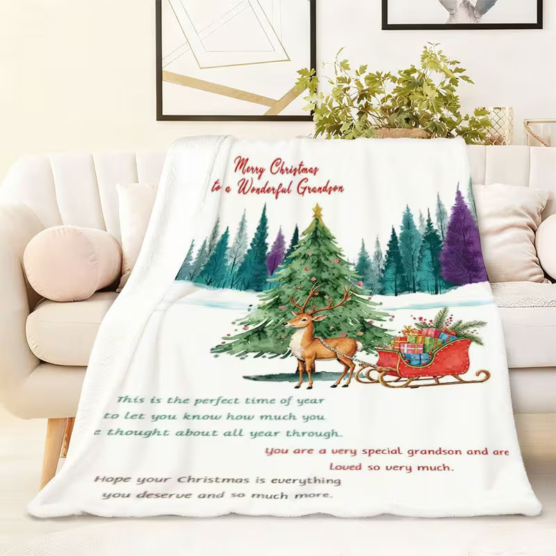 Christmas Gift For Your Grandson Blanket - From Grandma& Grandpa