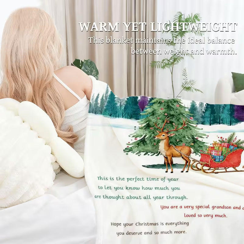 Christmas Gift For Your Grandson Blanket - From Grandma& Grandpa