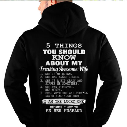 5 THINGS YOU SHOULD KNOW ABOUT MY FREAKING AWESOME WIFE - PERFECT GIFT FOR YOUR HUSBAND, BOYFRIEND - SNOW00 (SKU12-299)