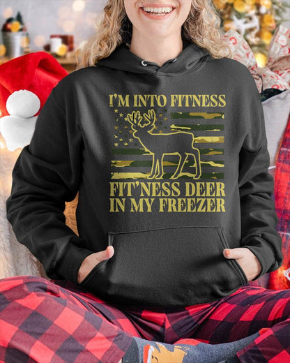 Hunting Im Into Fitness Fit Ness Deer Freezer Men Women Kids T-Shirt
