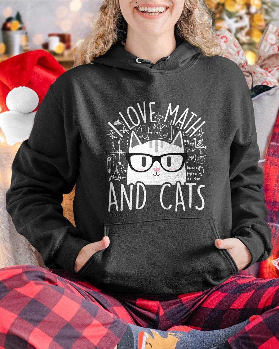 I Love Math and Cats Cute Kitty Cat Feline Lover Gift T-Shirt Small