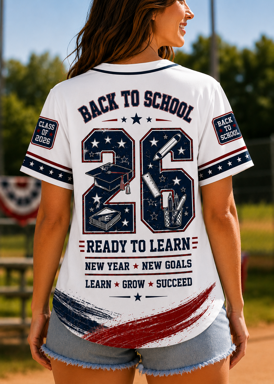 3D Baseball Jersey A04-19. BACK TO SCHOOL - SNOW SCHOOL (SKU2607-69)
