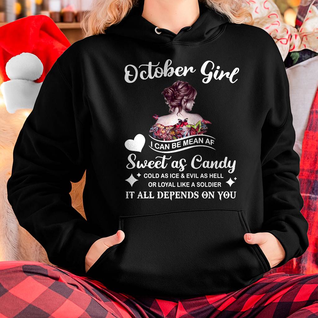 October Girl T-Shirt – Sweet As Candy, Cold As Ice - Birthday Gift for Women - SNOW10 (SKU26T-01-38-10)
