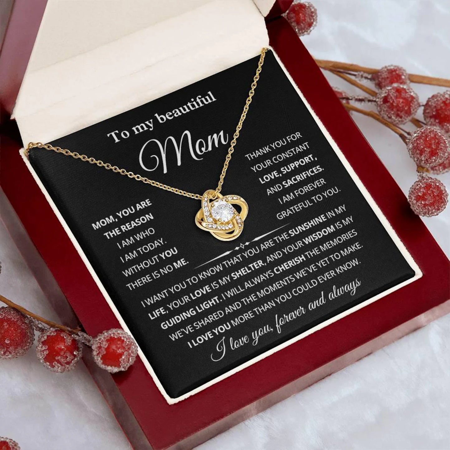 Mom Gifts from Daughter, – Love Knot Necklace 01