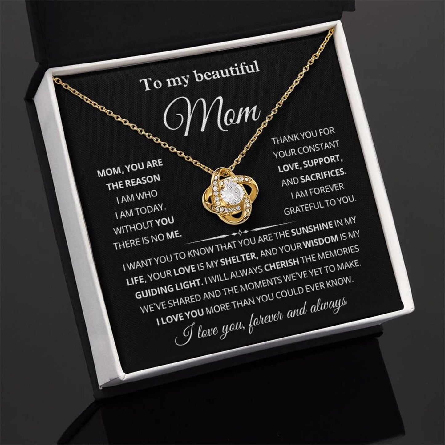 Mom Gifts from Daughter, – Love Knot Necklace 01