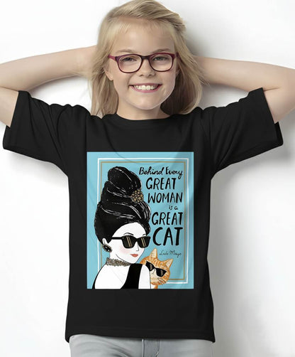 Cats Behind Every Great Woman There Is A Great Cat T-Shirt