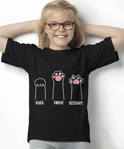 Introvert Cat Animal Rescue Pet Lover Apparel Rock Paper Scissors Hand Game Cute Paw Funny Cat T-Shirt