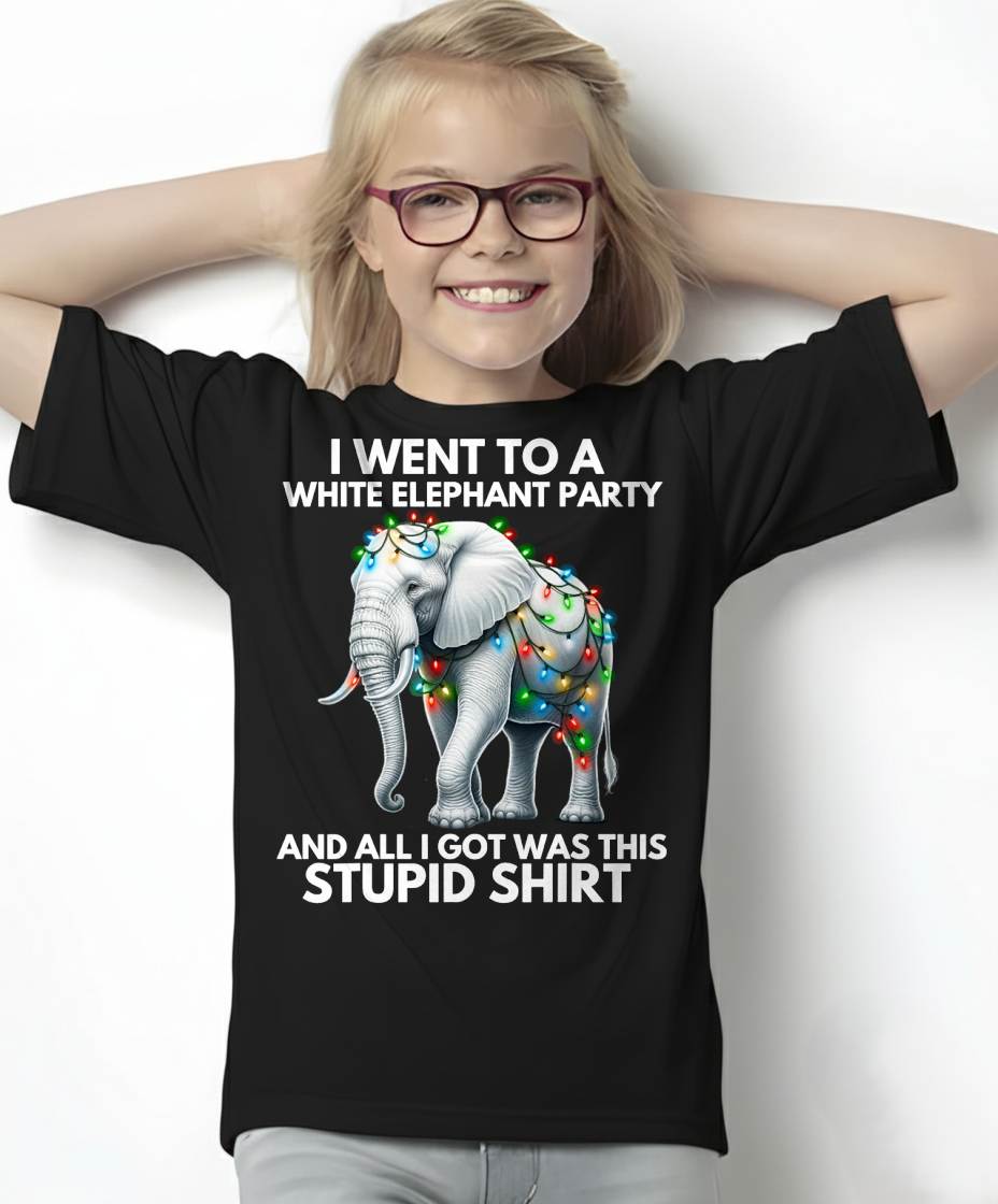 Funny White Elephant Gift Wrapped Elephant Dumb Gift T-Shirt