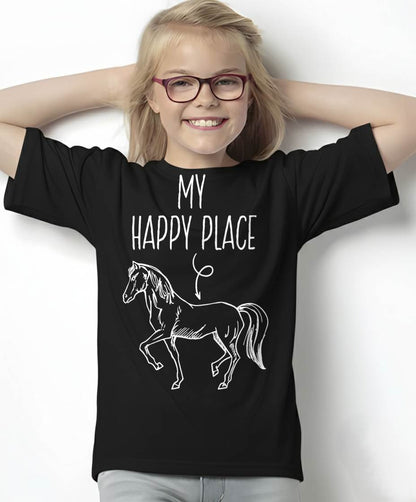 My Happy Place Horse Lover Gifts Horseback Riding Equestrian T-Shirt Small