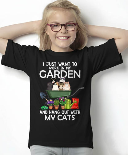 I Just Want to Work in My Garden and Hang Out with My Cats T-Shirt