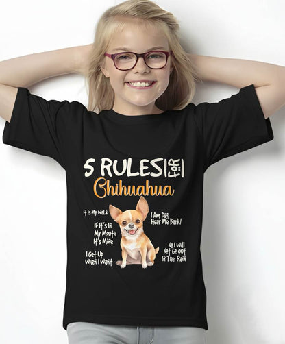 5 Funny Rules for Chihuahua Cute Dog Lovers Chihuahuas Owner T-Shirt