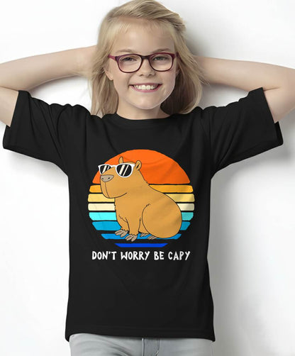 Retro Rodent Funny Capybara Dont Be Worry Be Capy T-Shirt Small