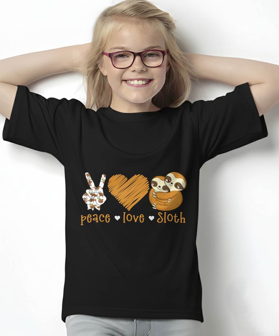 Peace Love Sloth Hand Sign Heart Sloth Lovers T-Shirt