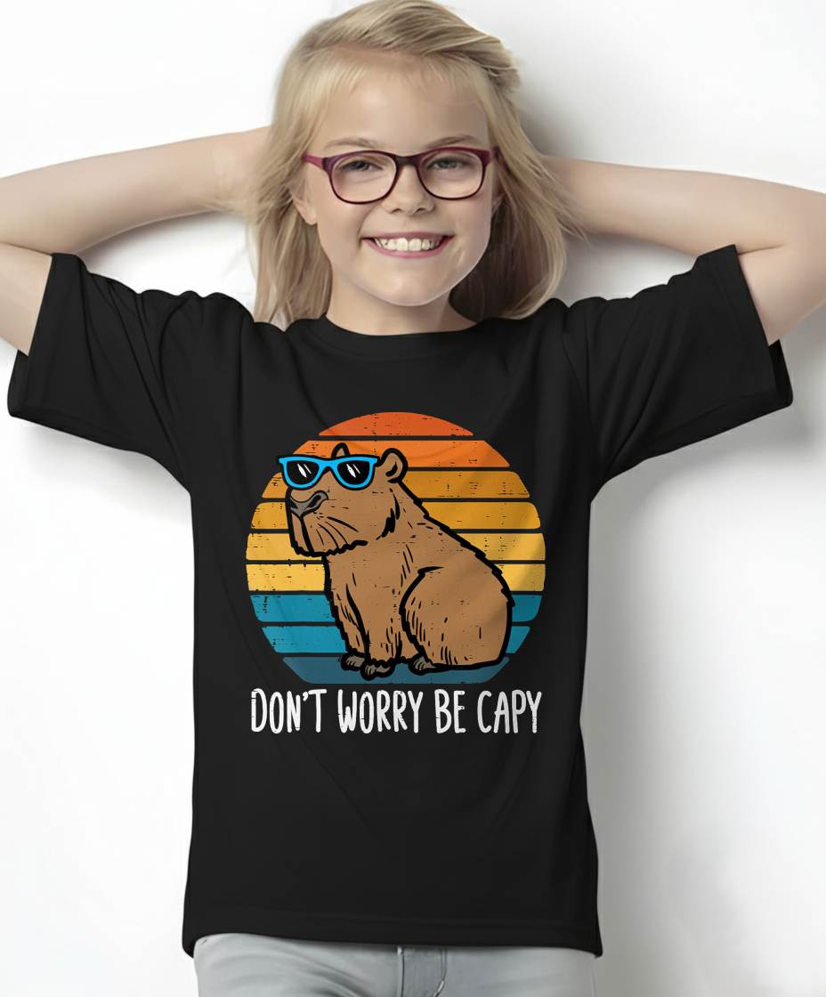Dont Worry Be Capy Capybara Retro Men Boys Kids Youth Women T-Shirt