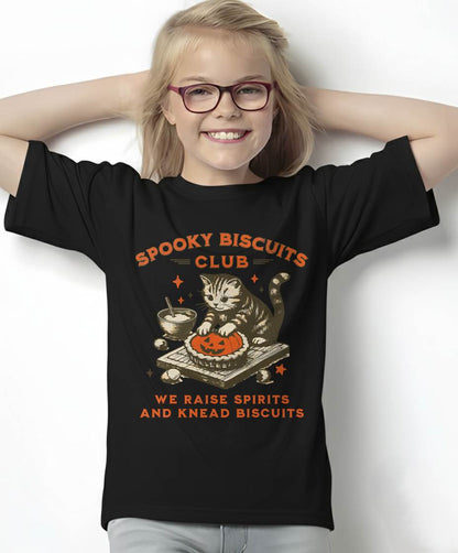 Spooky Biscuits Club Cat, Funny Halloween Baking Tee T-Shirt