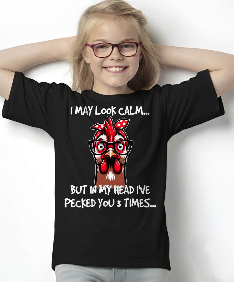 Chicken with Bandana Headband Glasses Funny for Women Girls T-Shirt