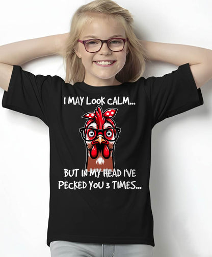 Chicken with Bandana Headband Glasses Funny for Women Girls T-Shirt