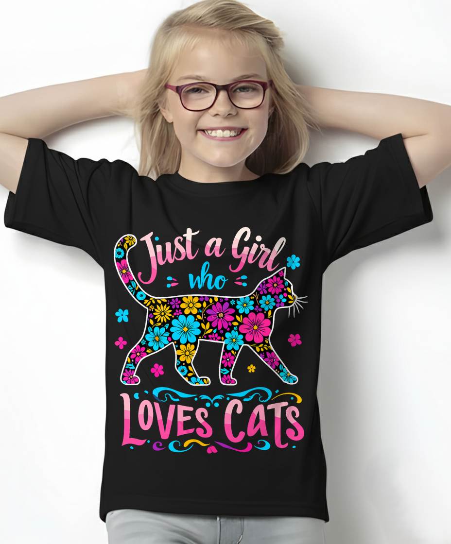 Cat Cute Just A Girl Who Loves Cats T-Shirt (SKU-SNOW-01)