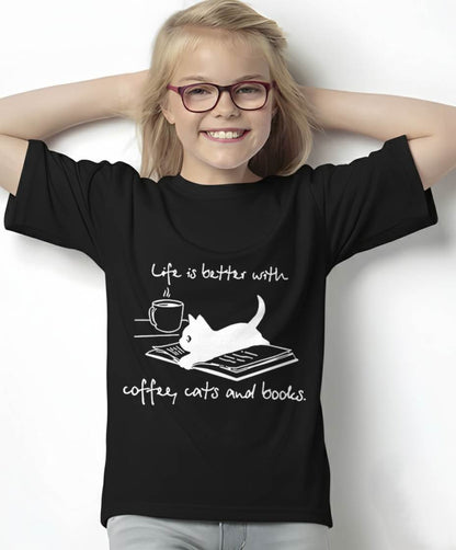 Life Is Better with Coffee Cats And Books - Cat Lover funny T-Shirt