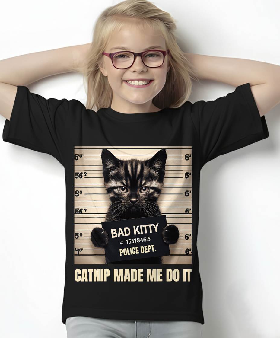 Catnip Made Me Do It Mugshot for Cat Lover Cat Mom Cat Dad T-Shirt