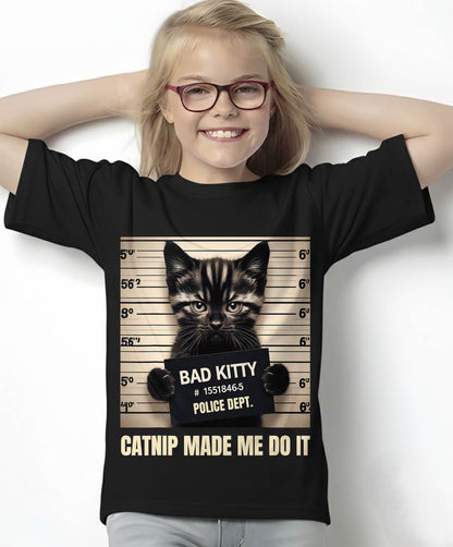 Catnip Made Me Do It Mugshot for Cat Lover Cat Mom Cat Dad T-Shirt