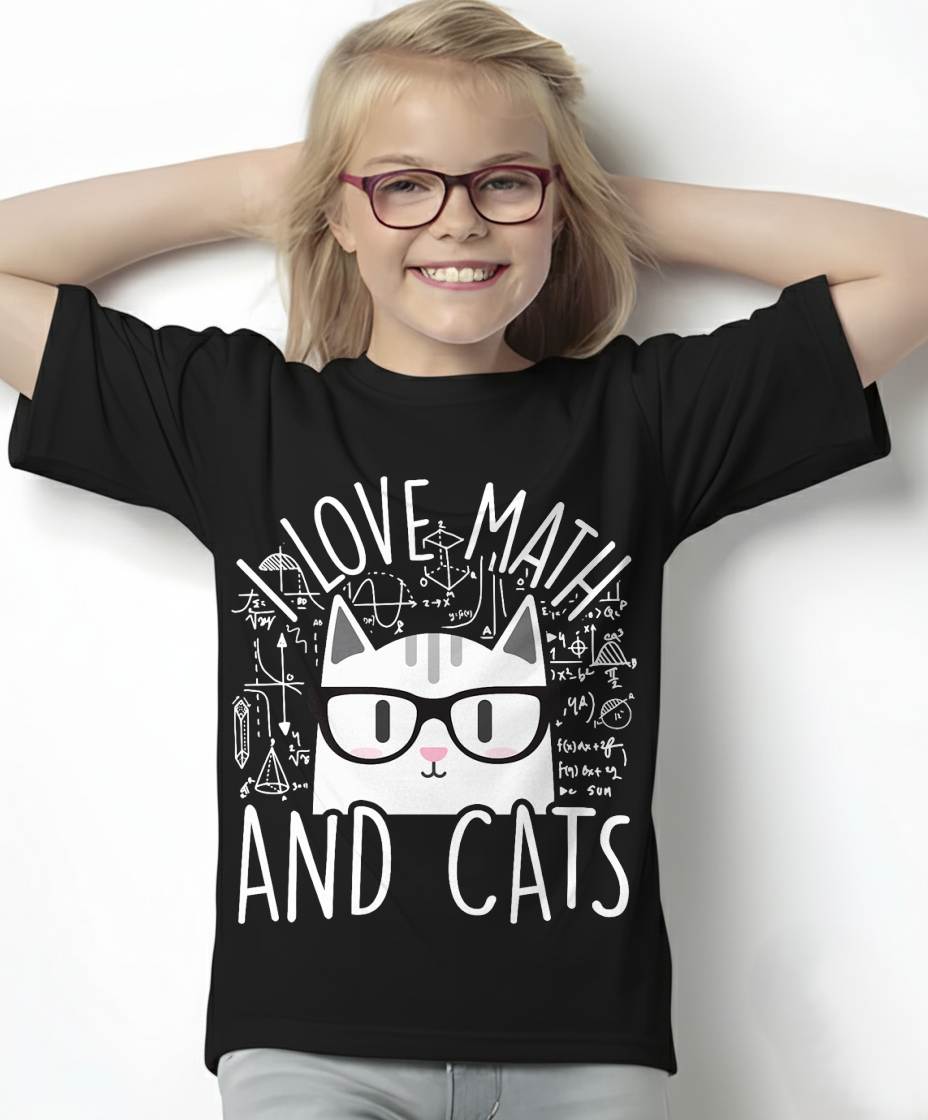 I Love Math and Cats Cute Kitty Cat Feline Lover Gift T-Shirt Small