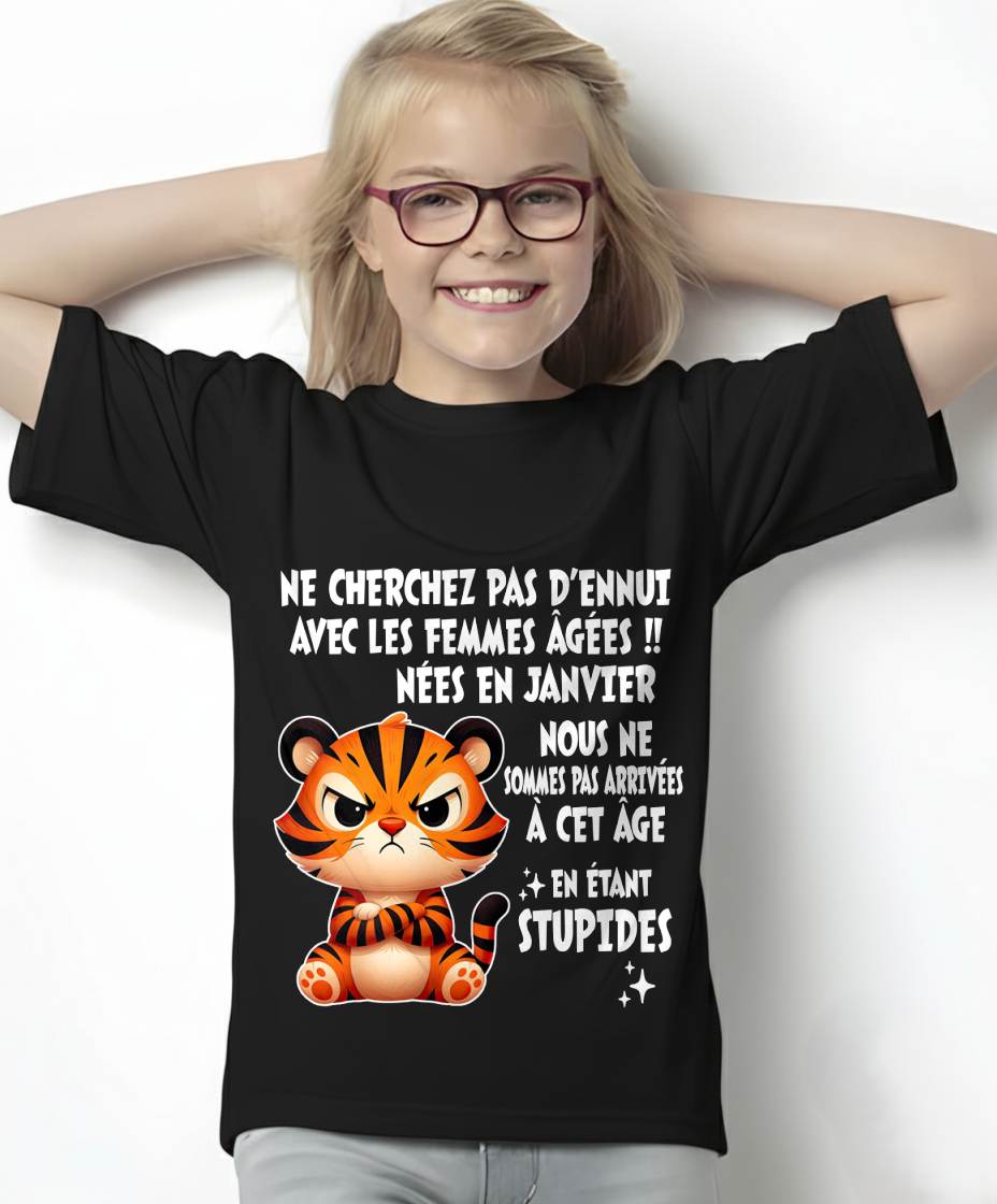 JANVIER T-SHIRT, NE CHERCHEZ PAS D’ENNUI AVEC LES FEMMES ÂGÉES - FMA SNOW01 (SKU2603-328-01)