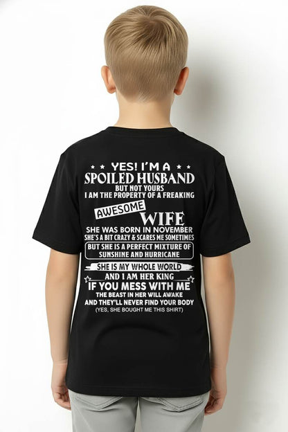 NOVEMBER, I AM THE PROPERTY OF A FREAKING AWESOME WIFE Gift T Shirt from Wife for Husband – SNOW MALE11 (SKU12-232-11)