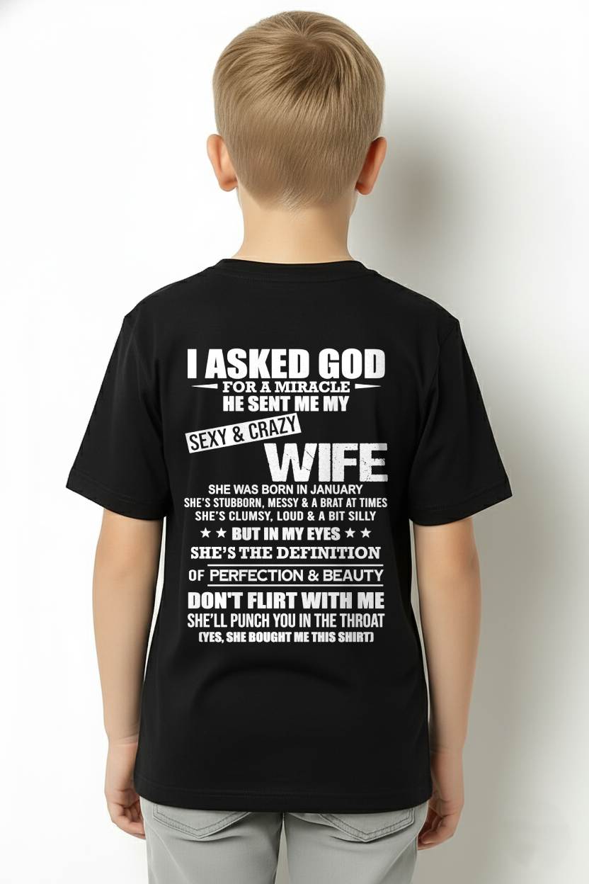 JANUARY, SHE’S THE DEFINITION OF PERFECTION & BEAUTY - GIFT SHIRT FROM WIFE - SNOW01 (SKU2606-339-01)