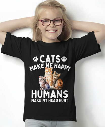 Cats Make Me Happy Humans Make My Head Hurt - Cat Lover T-Shirt
