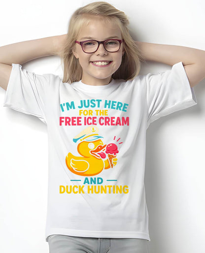 Just Here for The Free Ice Cream & Duck Hunting Funny Cruise T-Shirt