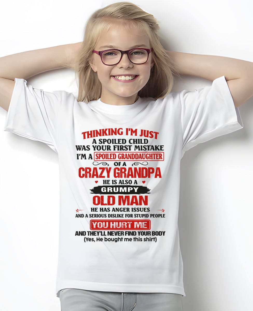 Spoiled Granddaughter of a Crazy Grandpa Shirt – Birthday Gift from Grandpa / Man - snow00 (SKU12-200-00)