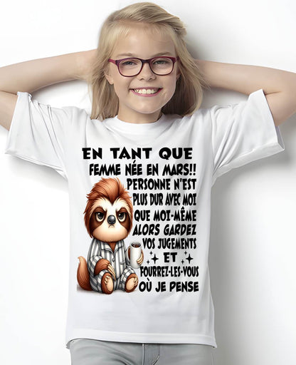 MARS SHIRT EN TANT QUE FEMME NÉE EN MARS - SNOW03 (SKU2605-205-03)