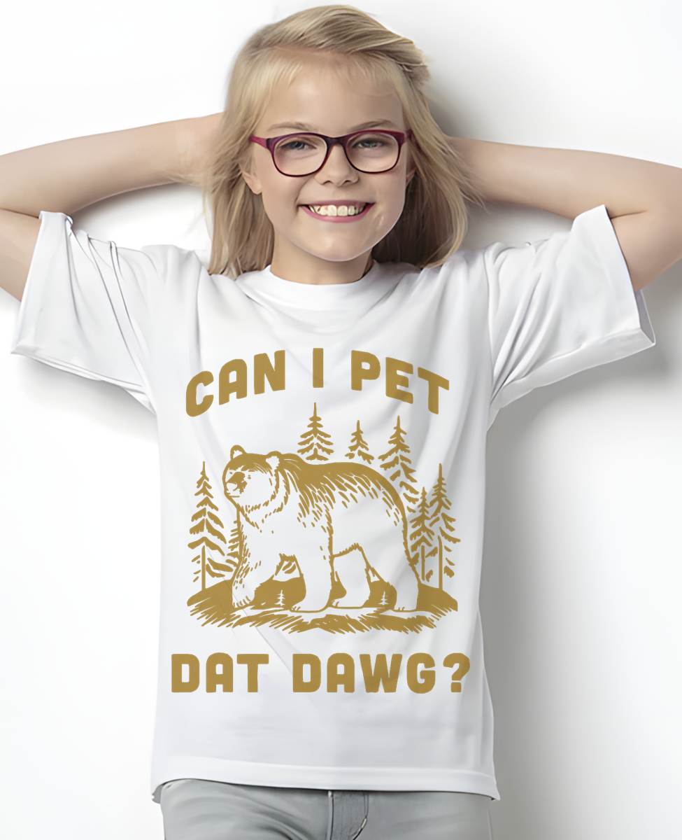 Can I Pet Dat Dawg Hiker Animal Lover Funny Bear Meme T-Shirt