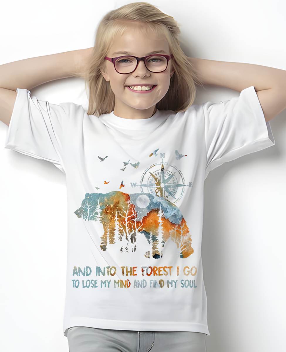 and Into The Forest I Go to Lose My Mind Camping Bear T-Shirt