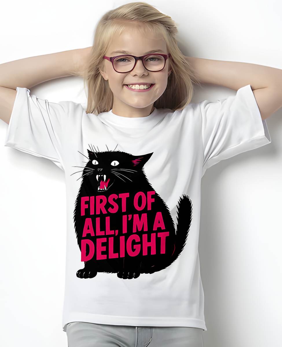 First of All I'm a Delight Roaring Black cat T-Shirt