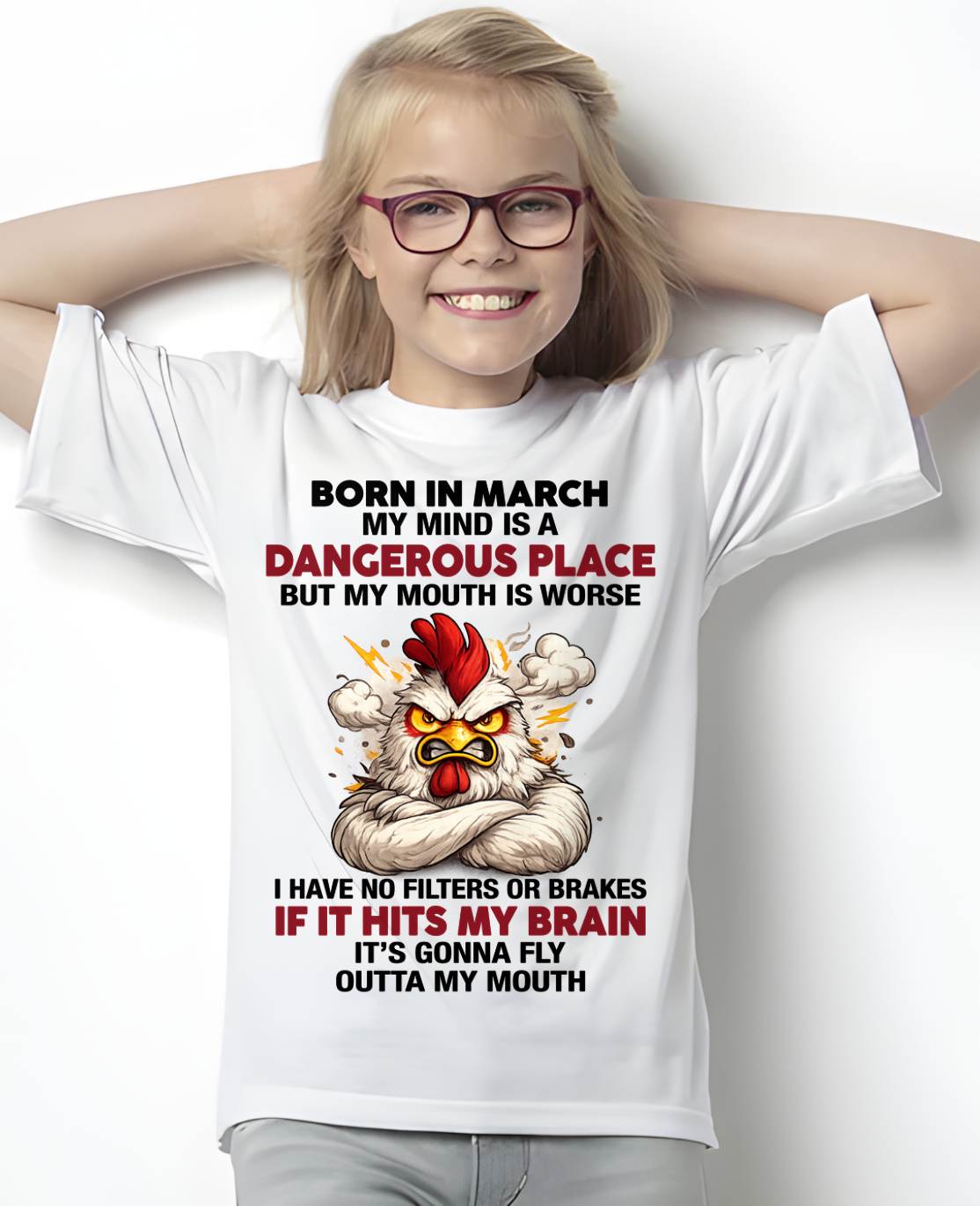 MARCH SHIRT, MY MIND IS A DANGEROUS PLACE - SNOW03 (SKU2605-114-03)
