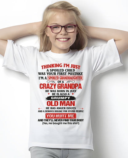Spoiled Granddaughter of a Crazy Grandpa Shirt – Birthday Gift from July Grandpa / Man - snow07 (SKU12-200-07)