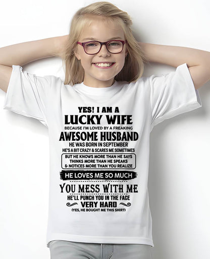 SEPTEMBER, I’M LOVED BY A FREAKING AWESOME HUSBAND GIFT T SHIRT FROM HUSBAND FOR WIFE – SNOW MALE09 (SKU26T-01196-09)