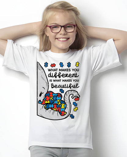 What Makes You Different Beautiful Elephant Autism Awareness T-Shirt