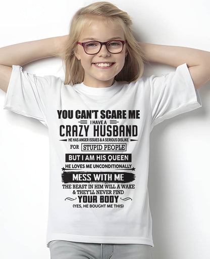 YOU CAN'T SCARE ME I HAVE A CRAZY HUSBAND – GIFT T-SHIRT FROM HUSBAND TO WIFE – SNOWMALE00 (SKU26T-01186-0)