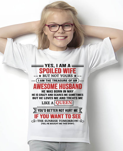 MAY, I AM THE TREASURE OF AN AWESOME HUSBAND – Gift T Shirt From Husband For Wife – SNOW FEMALE05 (SKU2602-05-05)