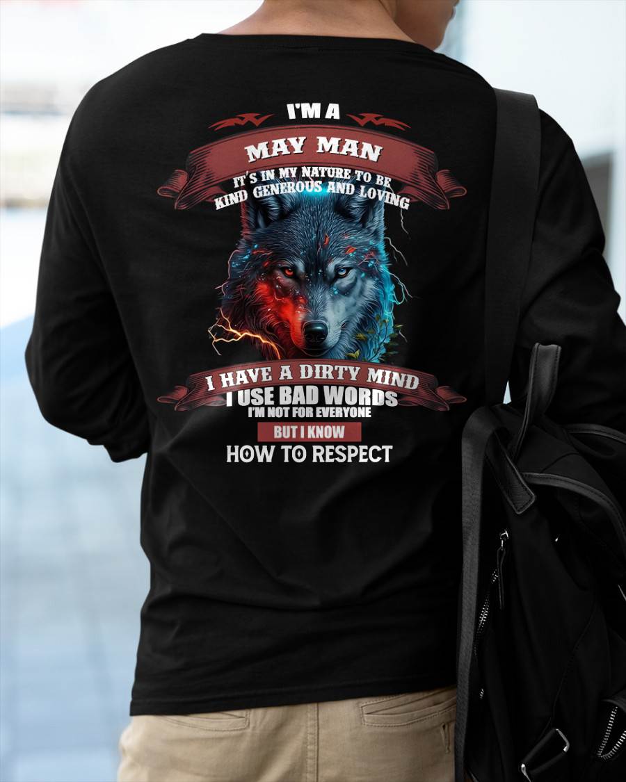 MAY - KNOW HOW TO RESPECT - BIRTHDAY T-SHIRT FOR MEN - SNOW05 (SKU12-162-05)