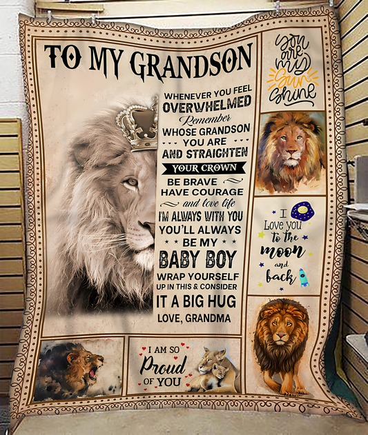 BLANKET FOR GRANDSON – COMFORT & WARMTH GIFT FROM GRANDMA  Sherpa Fleece Quilt Blanket SNOW00 (SKUB12-BLK-02)