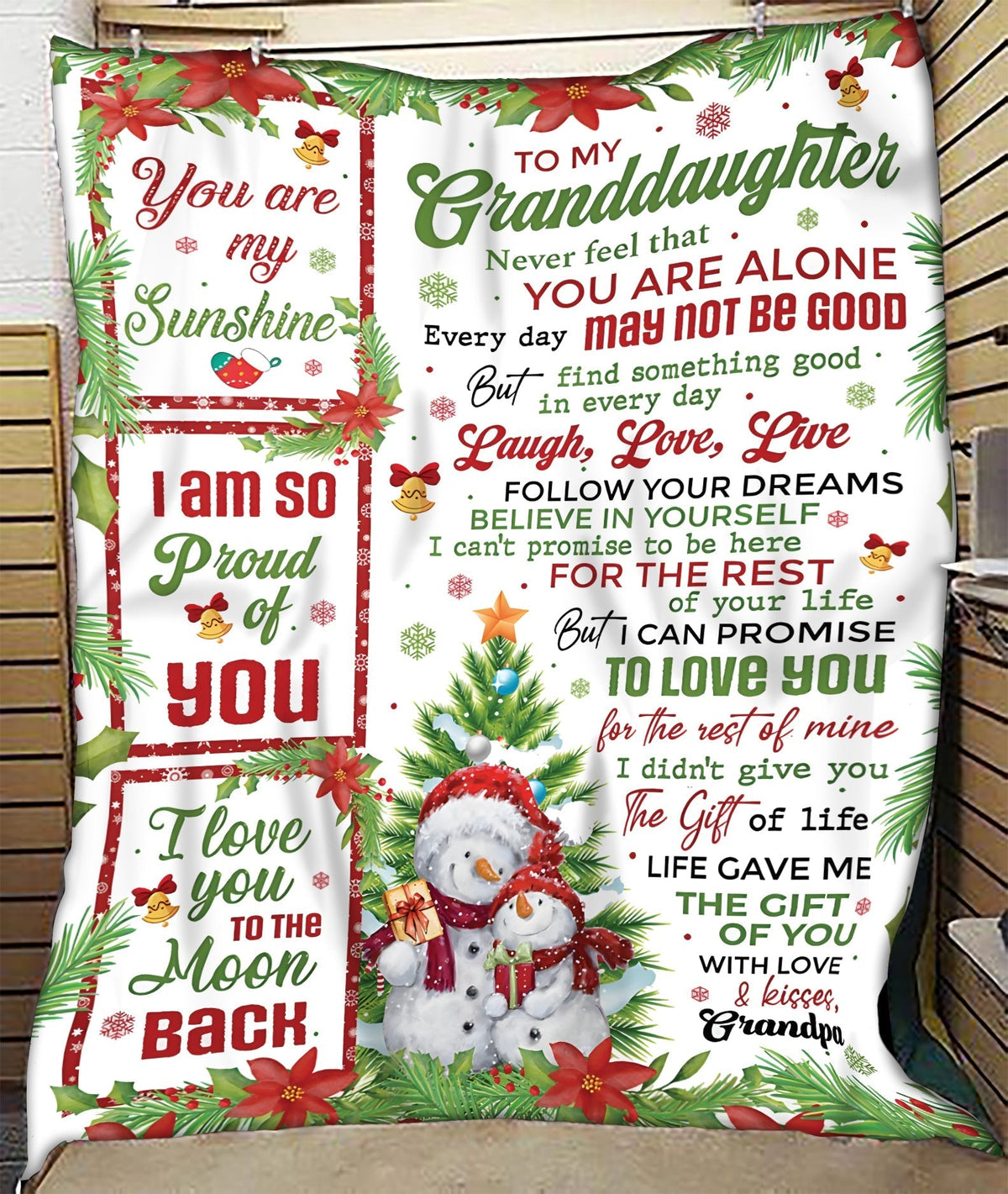 BLANKET FOR GRANDDAUGHTER – COMFORT & WARMTH CHRISTMAS GIFT FROM GRANDPA  Sherpa Fleece Quilt Blanket SNOW (SKUB10-184)