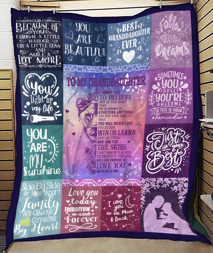 BLANKET FOR GRANDDAUGHTER – COMFORT & WARMTH GIFT FROM GRANDPARENTS  Sherpa Fleece Quilt Blanket SNOW (SKUB11-BLK-04)