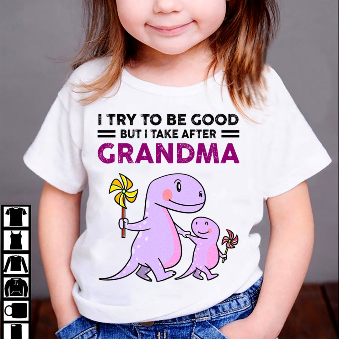 TRY TO BE GOOD BUT I TAKE AFTER GRANDMA- For granddaughter T shirt snow00 (SKU07-87)