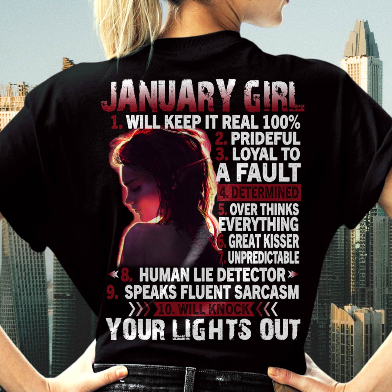 JANUARY, JANUARY GIRL WILL KNOCK YOUR LIGHTS OUT – SNOW FEMALE01 (SKU2602-52-01)