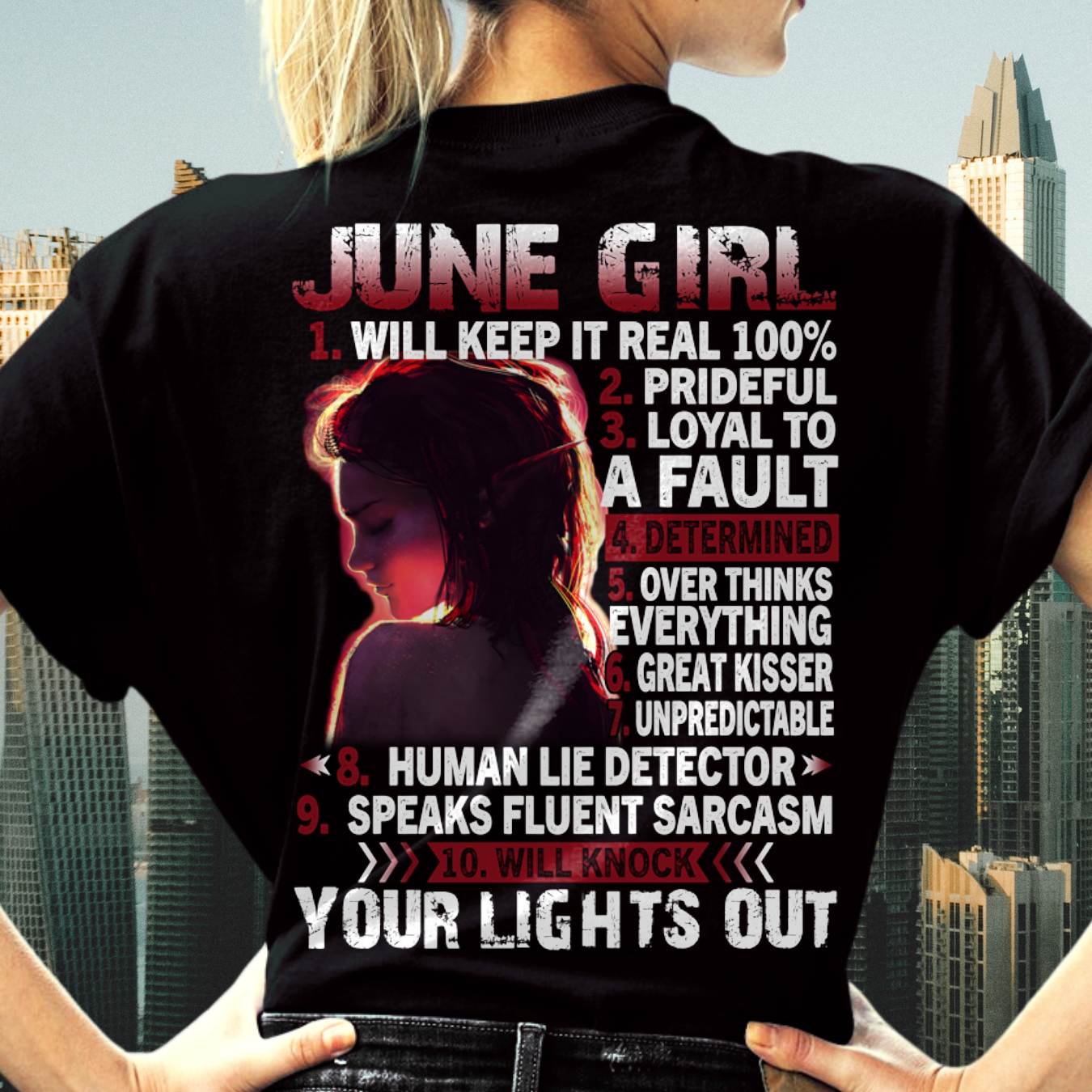 JUNE, JUNE GIRL WILL KNOCK YOUR LIGHTS OUT – SNOW FEMALE06 (SKU2602-52-06)